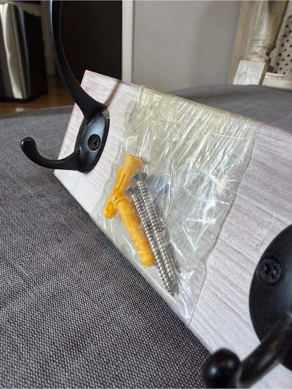 Weathered Wood Wall Hanger with Hooks